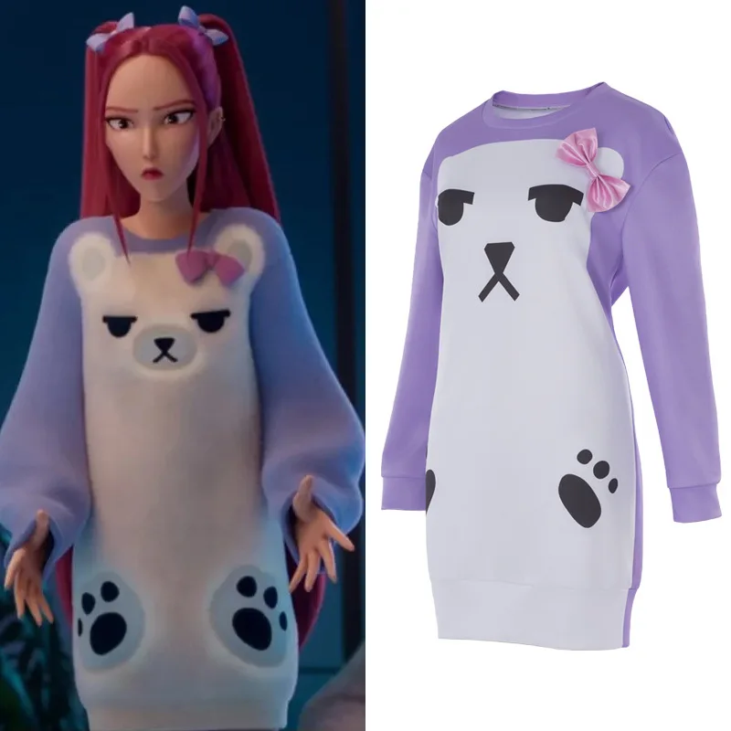 

Костюм для косплея POPK для девочек, пижамный наряд с фиолетовым медведем, полный комплект, милый стиль идола, сценическое представление, вечеринка, событие