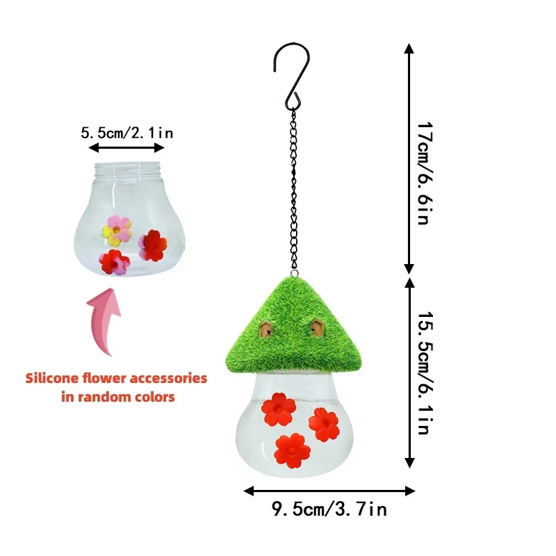 Hummingbird Feeder Outdoor Hanging Flocking Mushroom Shape Bird Outside Water Birds Drinking Metal Garden Yard Patio Decoration