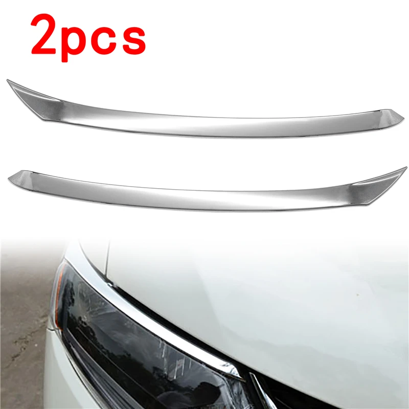 2pcs Car Front Headlight Eyebrow Cover Decor Sticker ABS Silver Car Style Accessories for Nissan XTrail X-Trail T32 2014 -2016