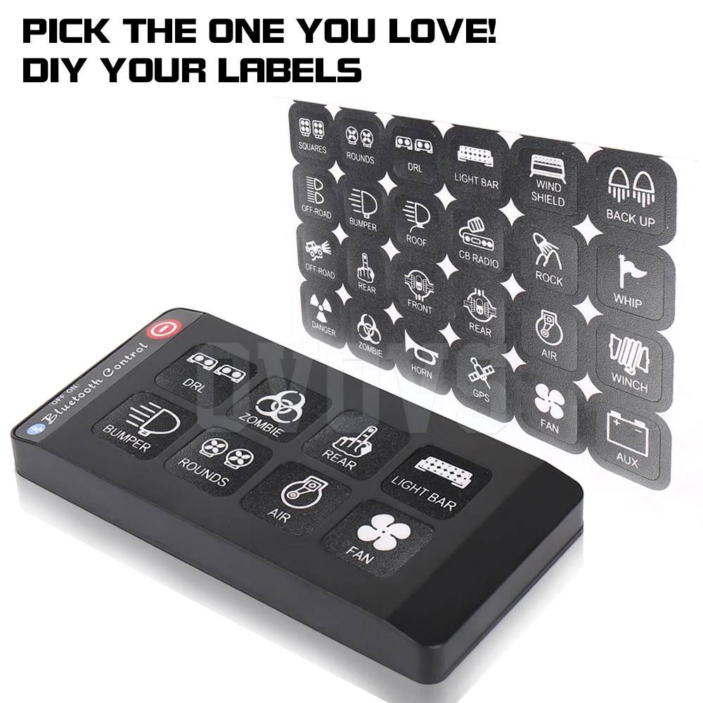 

Car Truck UTB RV Trailer DC12V Universal 8 Gangs Switch Panel System Blue-tooth Control Switch Panel