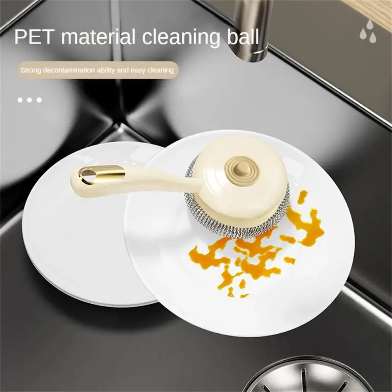 Plate Dish Pot Washing Brush With Liquid Dispenser Scrubber Multi-function Kitchen Washing Sponge Lazy Cleaner Householder Tools