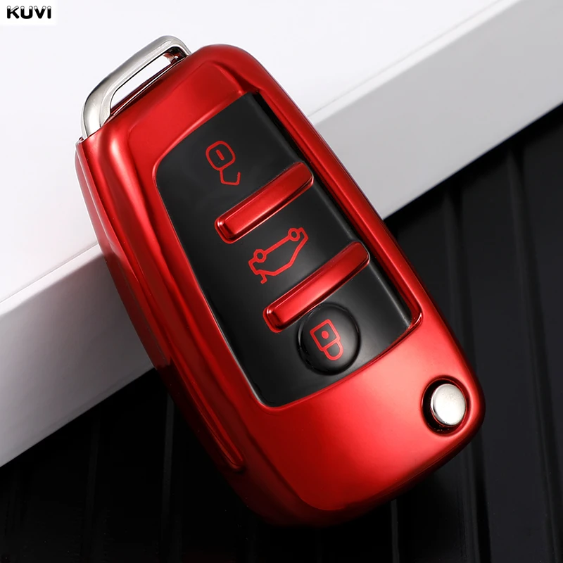 Für Audi A1 A3 8P 8L A4 A5 B6 B7 A6 A7 C5 C6 4F Q3 Q5 Q7 Q8 TT S3 S4 S6 RS Modische TPU Auto Klappschlüssel-Hülle Schutzhülle Zubehör