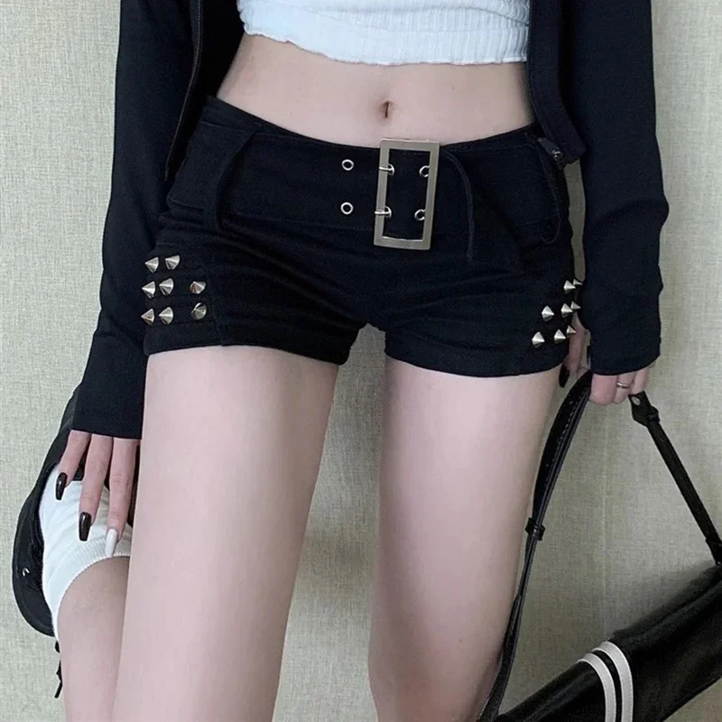 

Woman American Vintage Low Waist Skinny Mini Jeans Girls Coquett Elastic Y2k Sexy Pants Female Designer Black Cool Denim Shorts