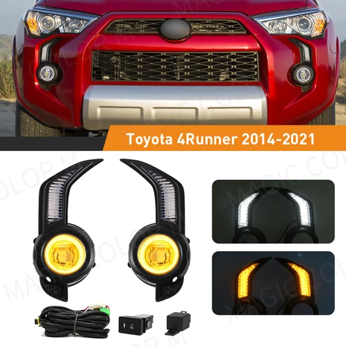 LED DRL para Toyota 4 Runner 4Runner 2014 2015 2016 2017 2018 2019 2020 2021 luz de circulación diurna lámpara antiniebla de coche blanco amarillo 12V