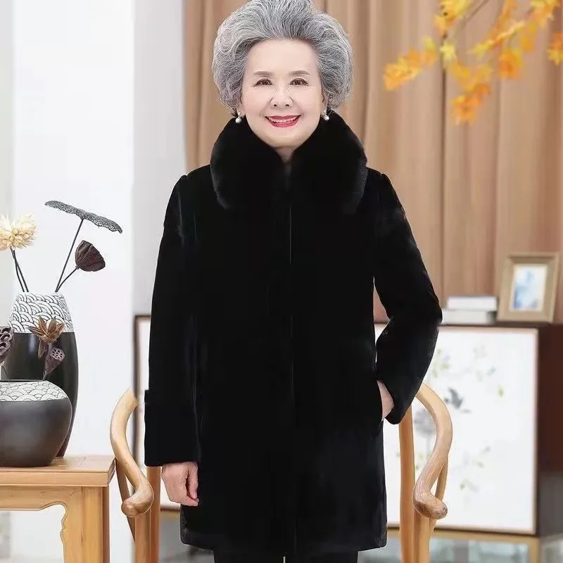 Middle Aged Mother Faux Mink Fur Coat Winter Lady Fashion Large Size 4XL Plush Jacket 2025 Femme High End Thickened fur Outwear