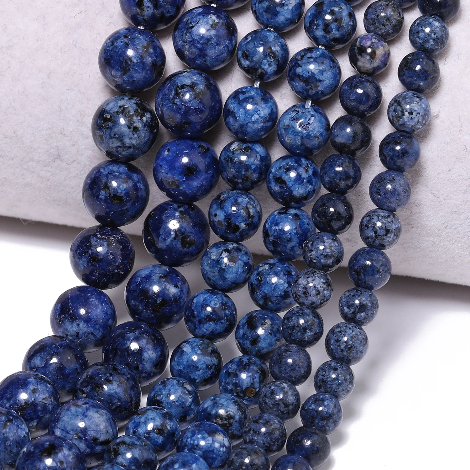 6/8/10mm Blue Black Spot Jasper Beads Natural Stone Round Spacer Beads for Jewelry Making Supplies DIY Bracelet Accessories 15''