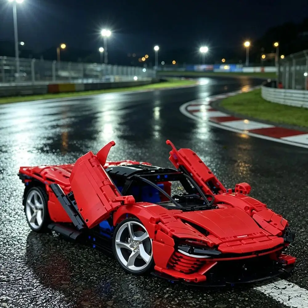 Red SP3 Supercar Technical Building Blocks, 3778 Pieces, 1:8 Scale MOC Assembly Bricks, Collectible Display Model for Boys