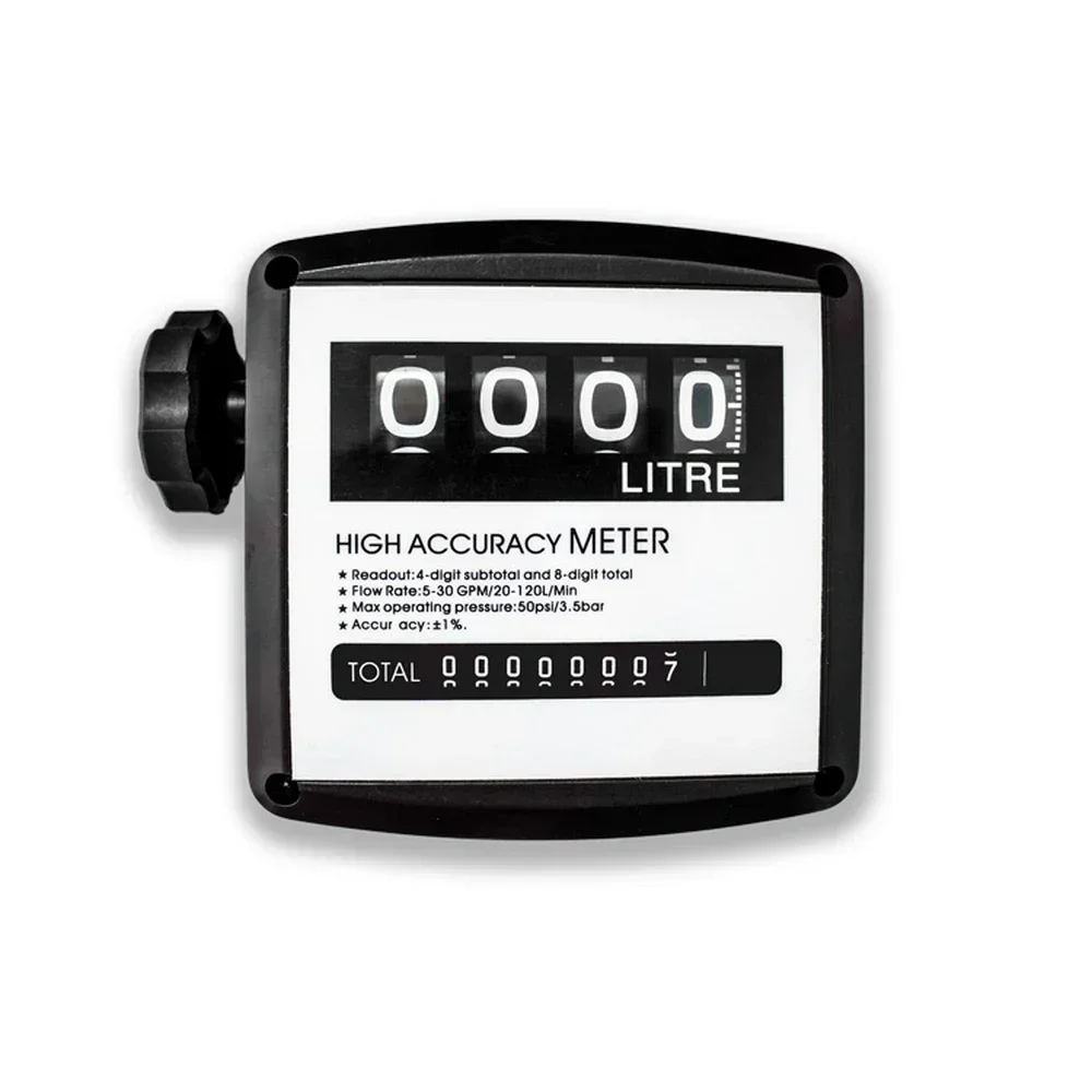 

Flowmeter FM-120 4 Digital Gasoline Fuel Petrol Oil Flow Meter 20-120L/Min Four Digital for Fuel Oil Flow Meter Counter