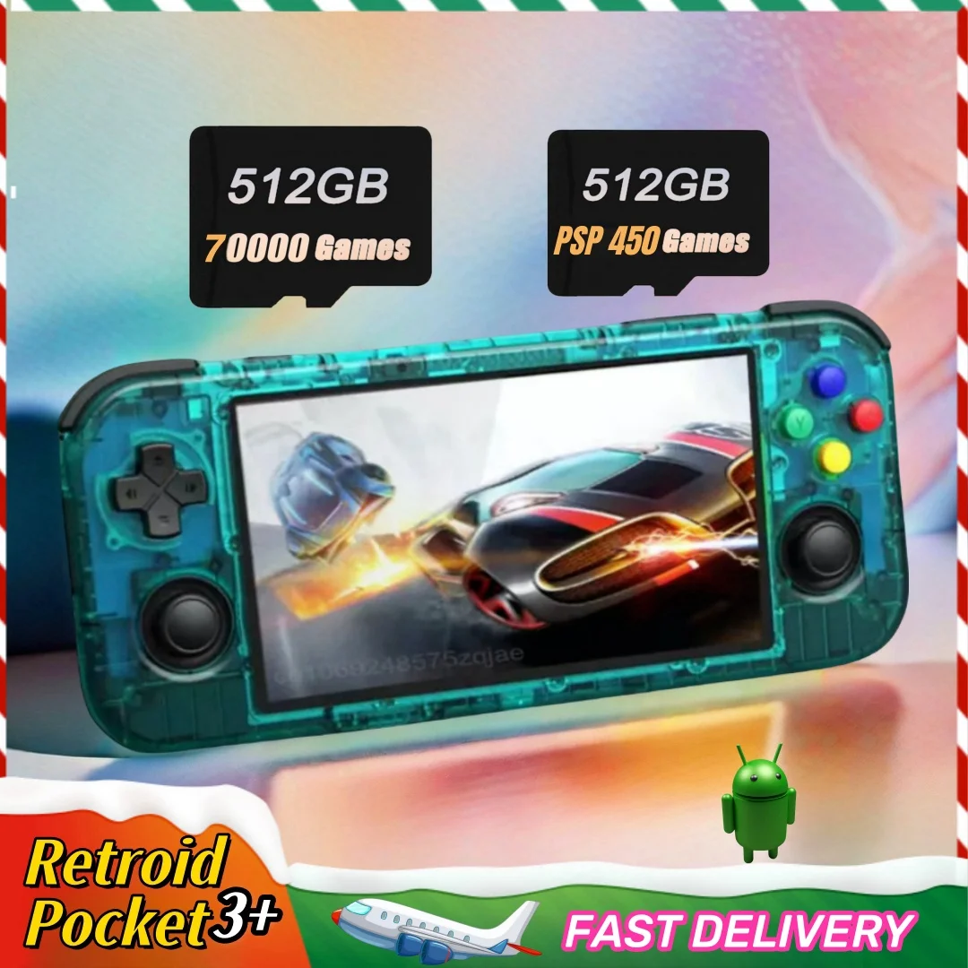 

Retroid Pocket 3 plus Portable PS2 Handheld Game Console 4.7 Inch 4G+128GB RP3+ Android 11 HDMI T618 Retro 70000 Games 512G PSP