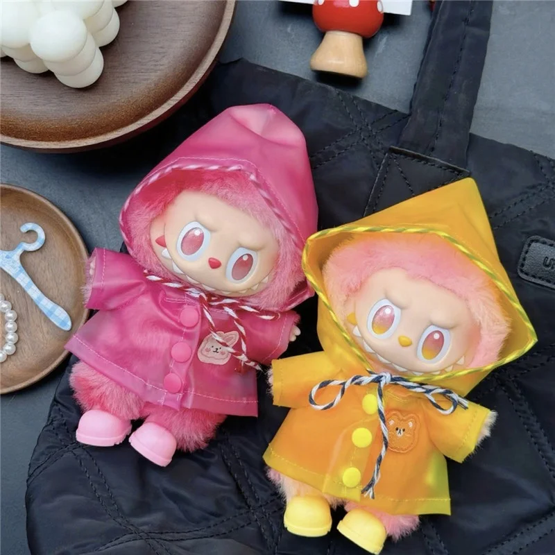 Uroczy płaszcz przeciwdeszczowy dla Labubu V1 V2 V3, wodoodporny poncho dla zwierząt, płaszcz z kapturem, akcesoria dla lalek, strój dla Labubu