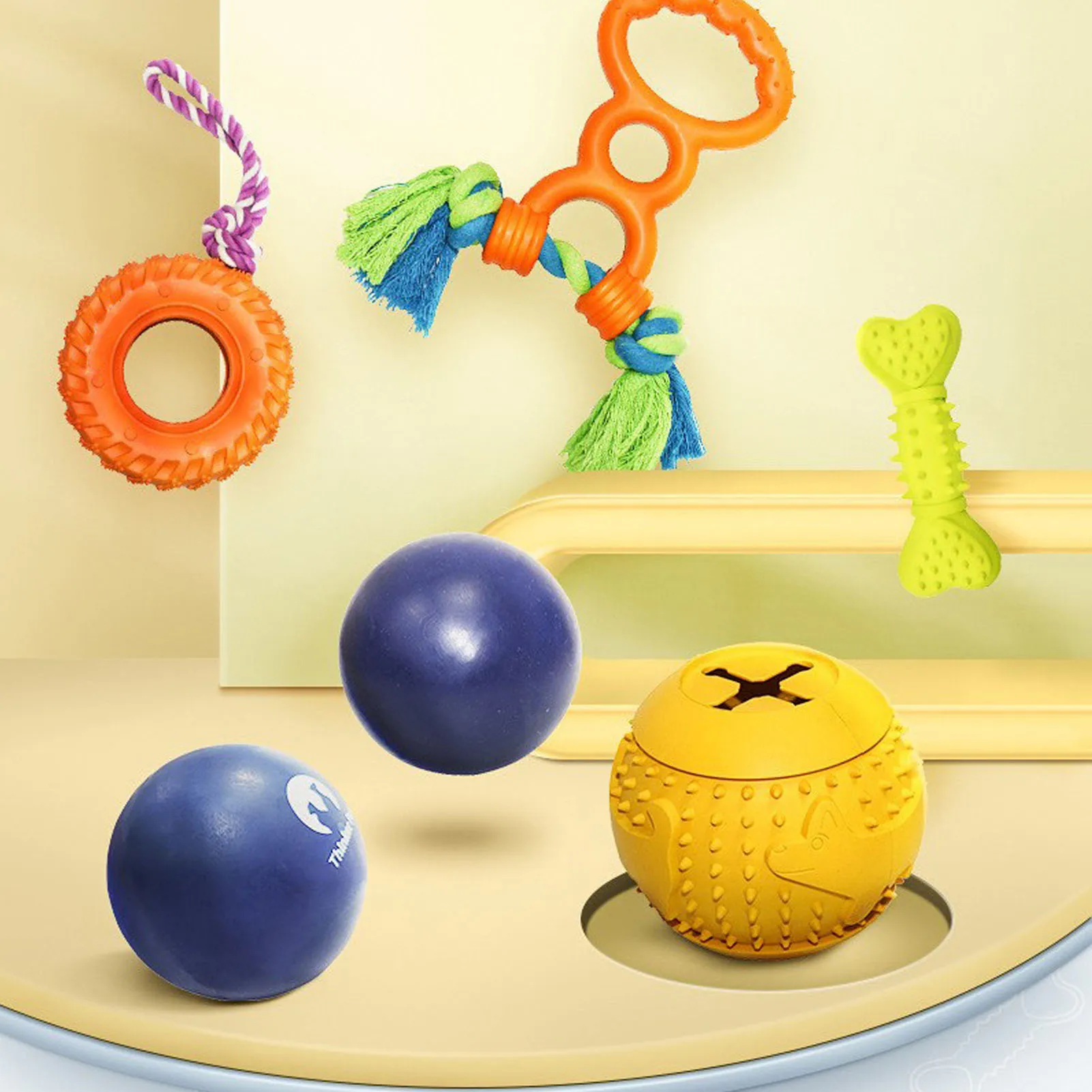 Dog Treat Toy Ball IQ Training Teeth Cleaning Rubber Dog Leakage Food Ball For Dogs Puppies Pets