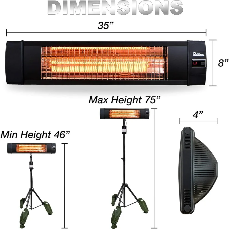 DR-338 Carbon Infrared. Chauffage avec trépied, Noir, 23x40 amaran