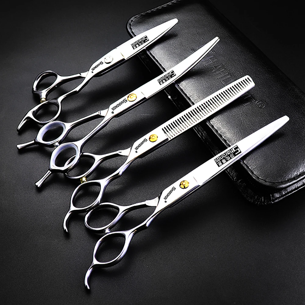 

Barber scissors, stylist specific set, professional hair clipper 6.5/7/7.5/8-inch flat tooth cutting set.