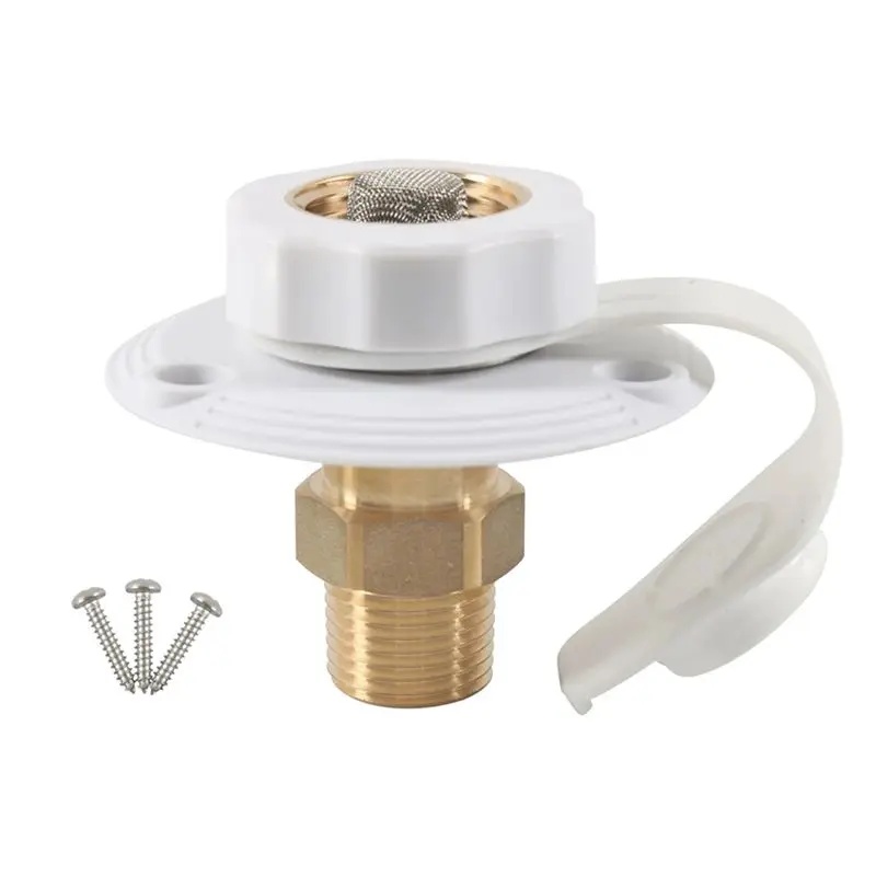 Built-In Check Valve Water Fill Inlet Flange Hose Connector Connection For RV Marine Caravans-A28K