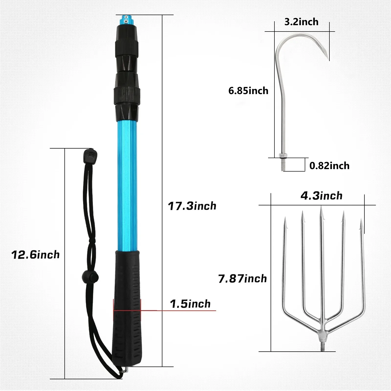 SANLIKE 140cm Stainless Steel Telescopic Fishing Hook Five Claw Hook Saltwater Ice Tools Aluminium Alloy Pole Soft EVA Handle