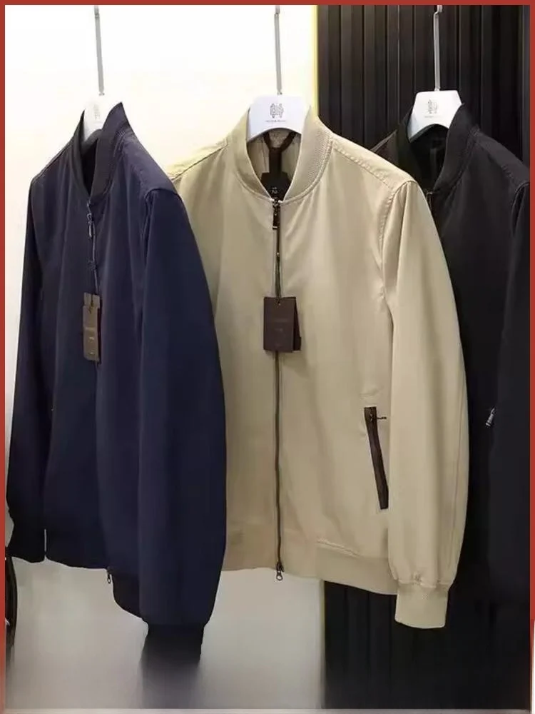 

Итальянское мужское повседневное бейсбольное пальто с воротником Flight Jaet против морщин, легкое весенне-осеннее хлопковое нейлоновое пальто