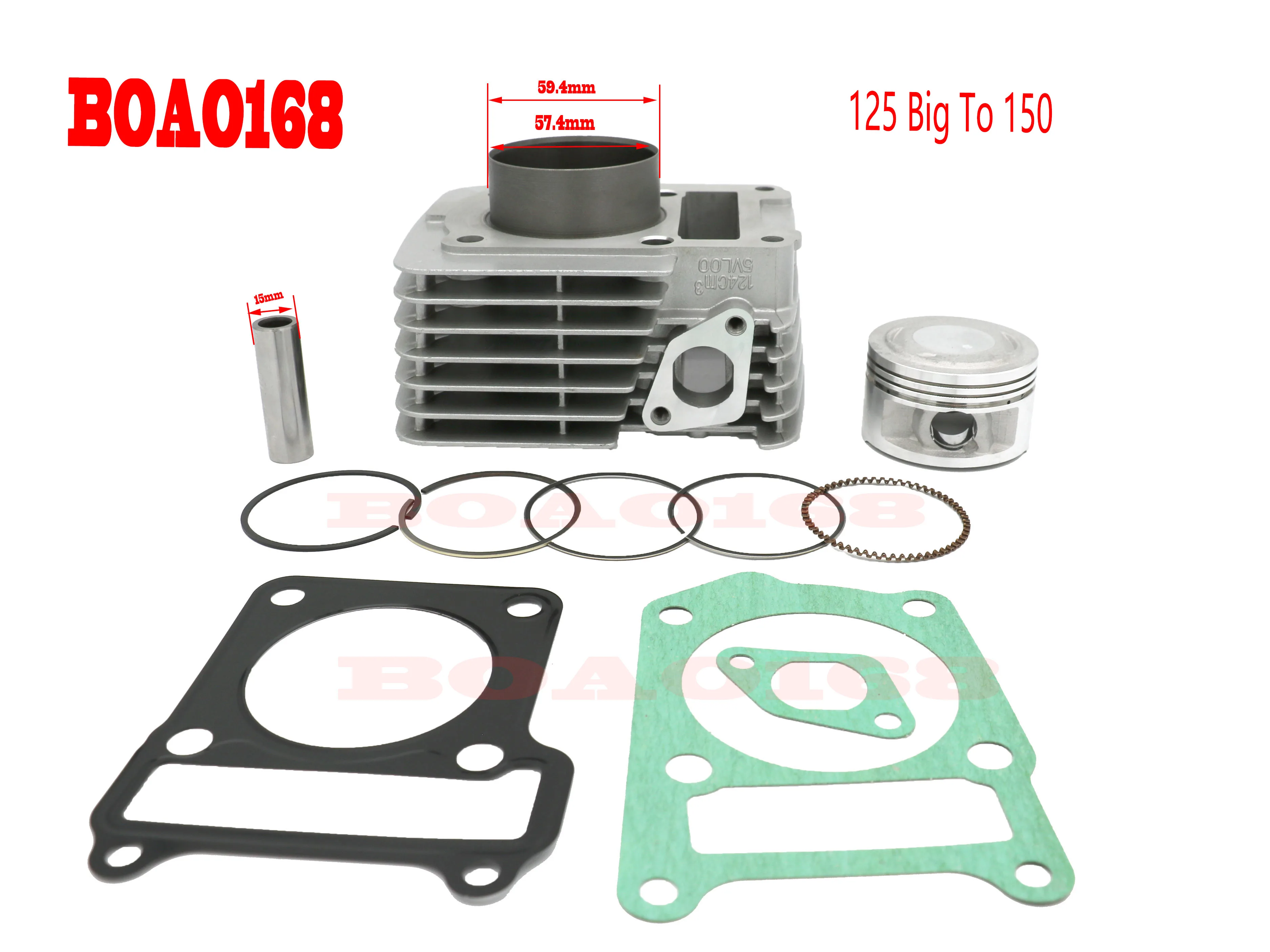 57.4mm 150CC Motorcycle Cylinder Kit With Piston Cylinder block And Pin for YAMAHA YBR125 Modified Upgrade To YBR150