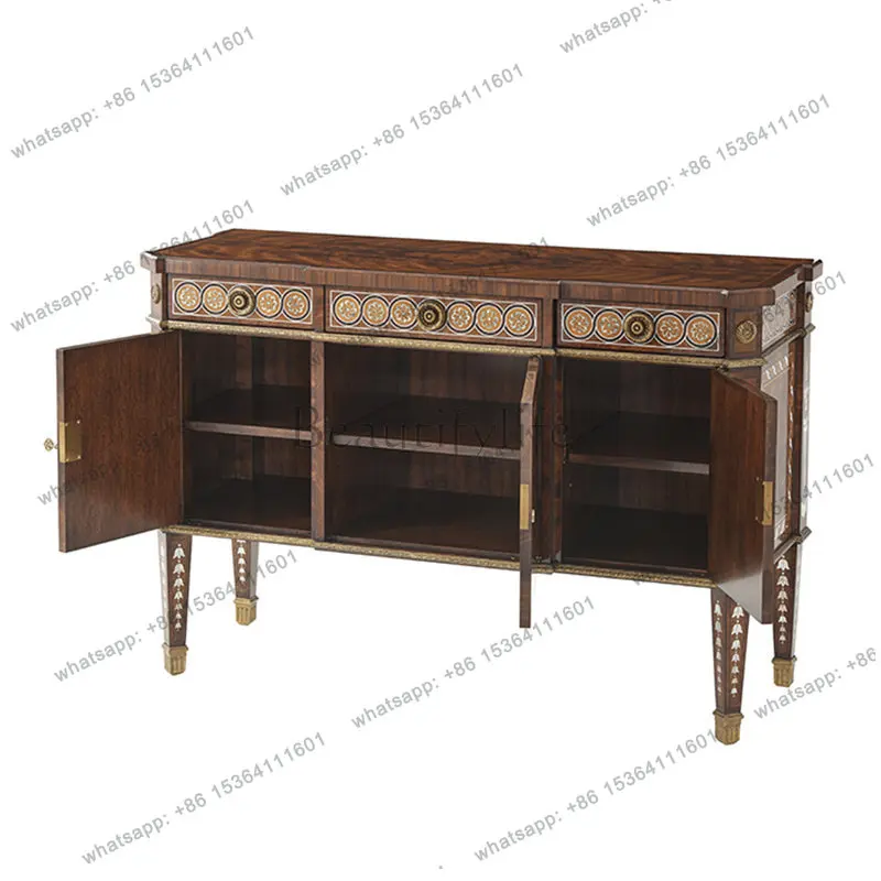 Three-door inlaid shell locker English villa foyer cabinet