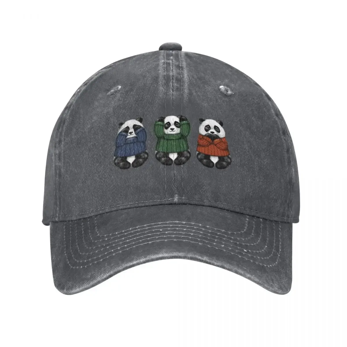 See No Hear No Speak No Pandas Baseball Cap Hat Beach party Hat Golf Wear Wild Ball Hat Luxury Woman Men's