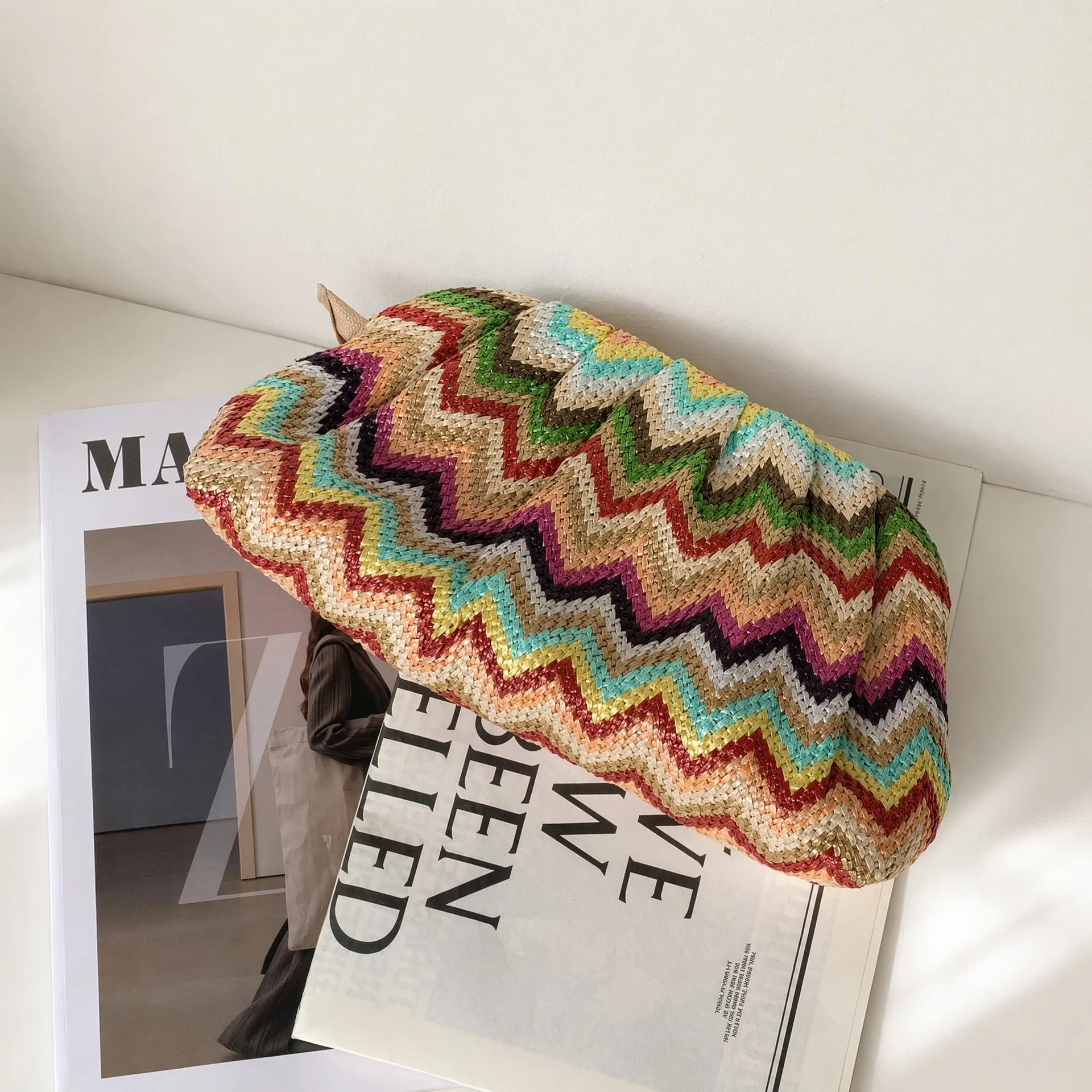 Color women's clutch casual woven 2026 spring and summer new style straw woven bag women's