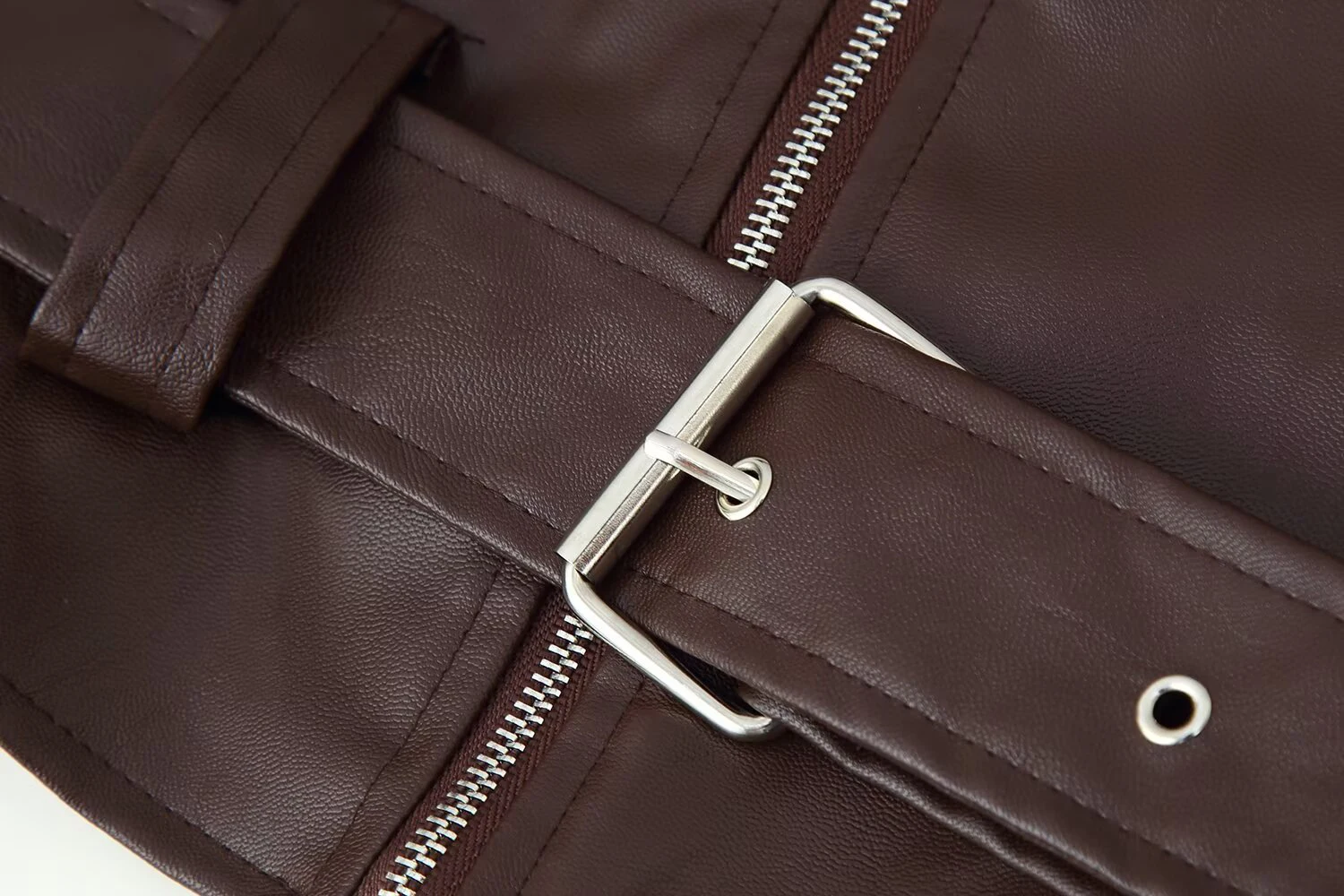 เสื้อแจ็คเก็ตหนังเทียมทรงสั้นแบบใหม่สไตล์ยุโรปและอเมริกาสำหรับผู้หญิง พร้อมเข็มขัด ทรงหลวม