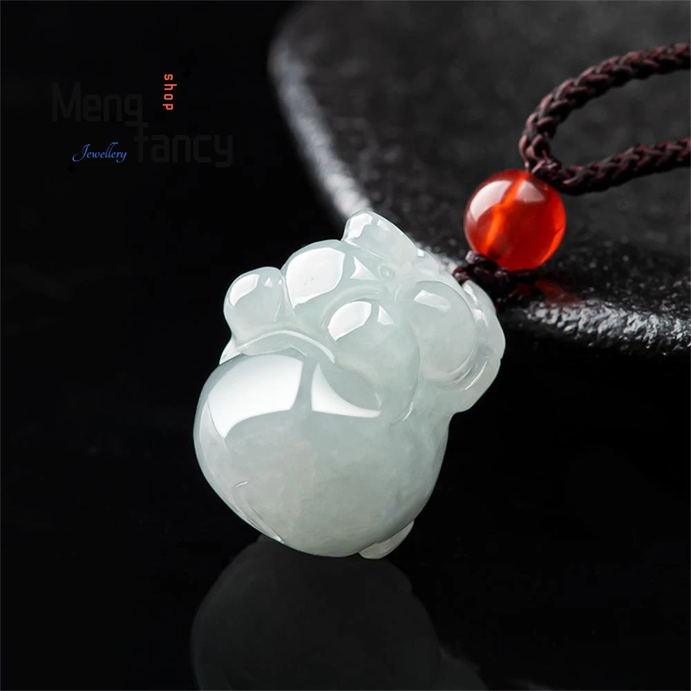 Natural Jadeite A-goods Chinese Zodiac Fortune Pig Ice Jade Pendant Exquisite Mascots Best Selling Fashion Jewelry Holiday Gift