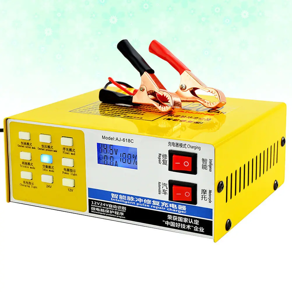 

Car Battery Charger 12/24V Fully Automatic Pulse Repair Type For Motorcycle Truck Gel Wet Battery Ups Maintenance-Free