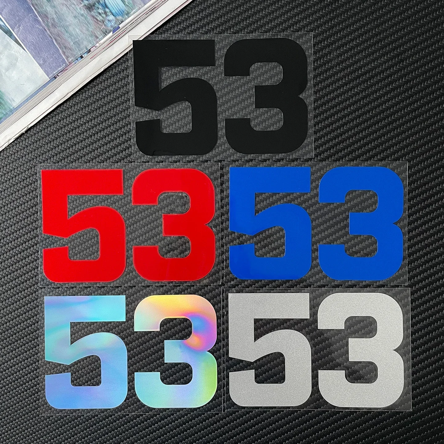 Number 53 Sticker 1PC Racing Vinyl Decal Waterproof UV Resistant Race Car Motorcycle Helmet Bumper JDM Decor