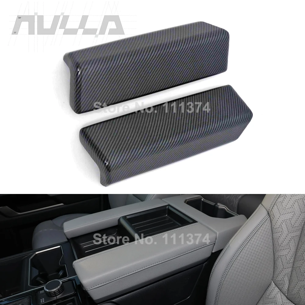 

For Toyota Tundra 2022-2023 Interior Center Armrest Box Protective Cover Trim Carbon Chrome Accessories