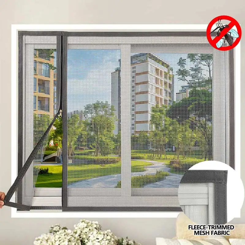 Household Side Zipper Anti-Mosquito Invisible Screen Window Detachable Washable  Scratch-Resistant Easy Installation