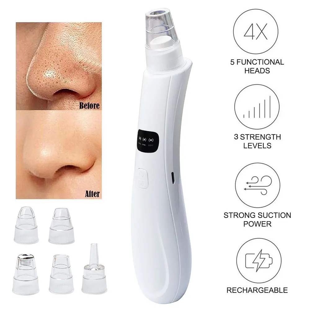 Extracteur Électrique de Points Noirs Rechargeable par USB, Dispositif d'Aspiration Sous Vide des Pores du Visage, Points Blancs, Acné, lèvent