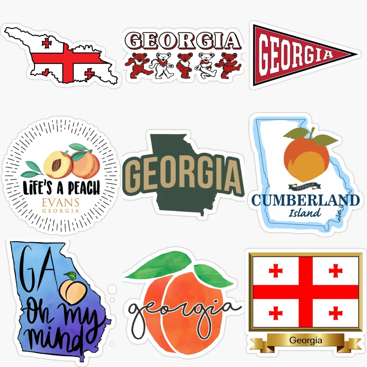 

GE Georgia Flag Map Peach Creative Personalized Stickers for Car Window Windshield Helmet Wall Decoration Accessories