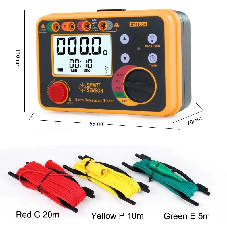 Digital Display Earth Resistance Tester, aterramento medidor para indústria eletrônica