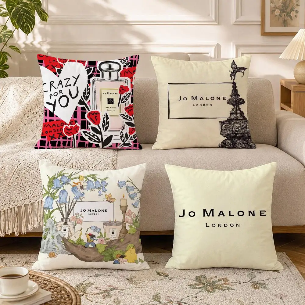 Perfume Jo Malone Cushion Cover Soft Square Throw Pillow Covers Set for Sofa Bedroom Car Home Decoration
