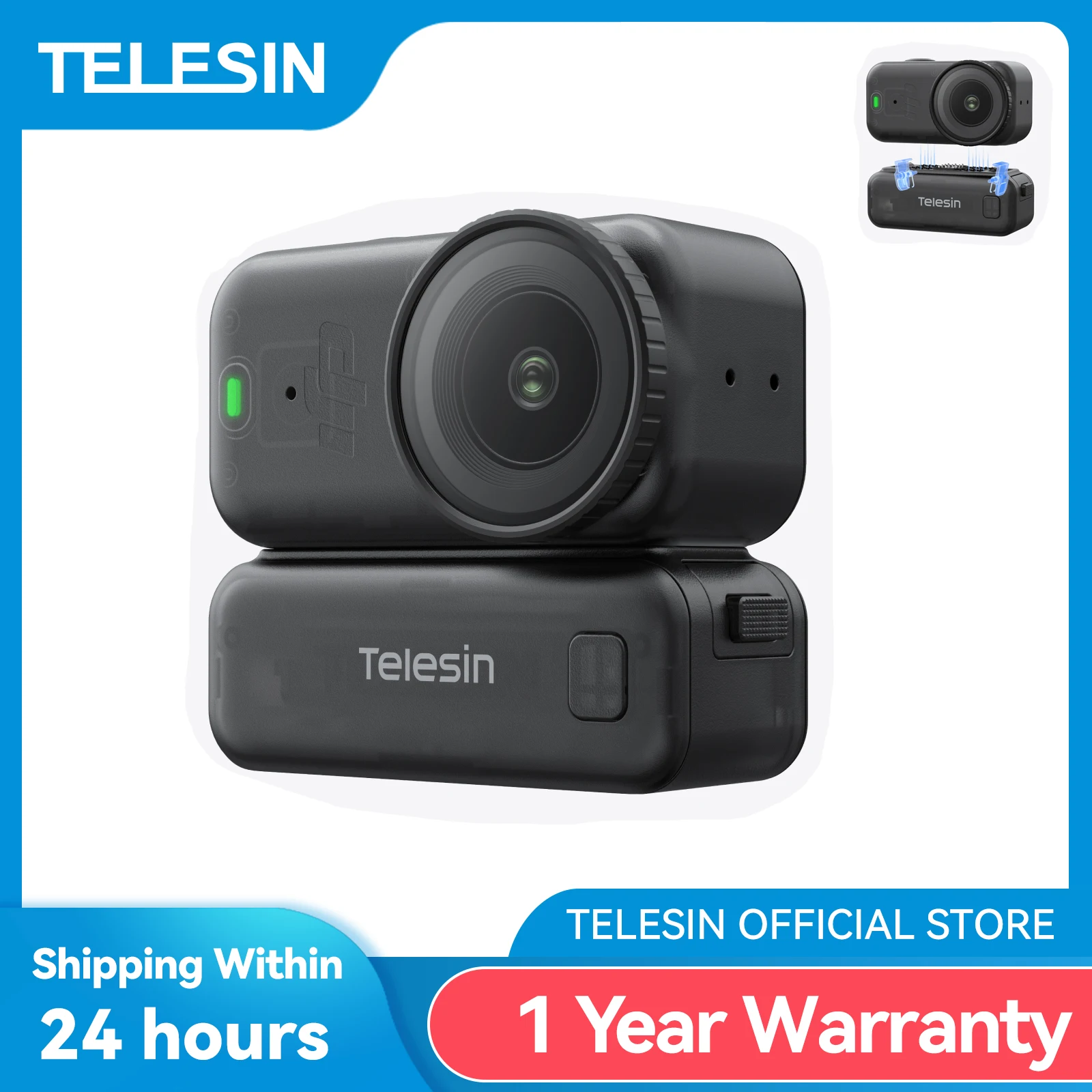 Зарядная база TELESIN на 500 мАч для DJI Osmo Nano с магнитным быстросъемным адаптером для аксессуаров Osmo Nano.
