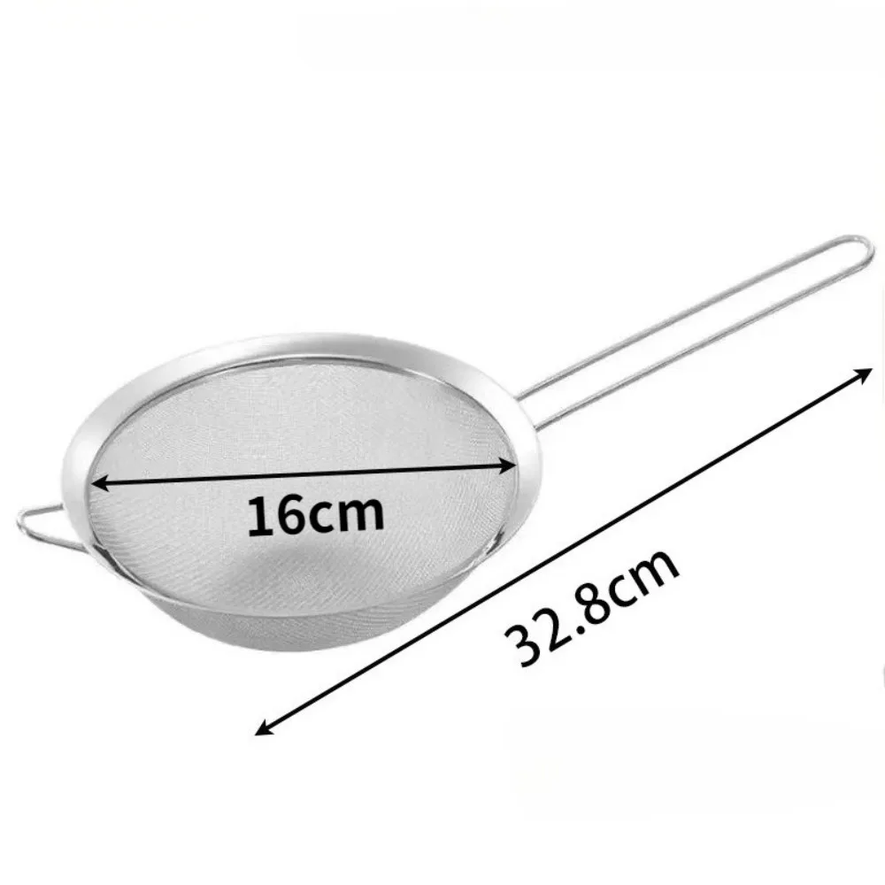 16cm Stainless Steel Flour Sifter, Fine Mesh Strainer for Baking, Tea Filter, Washing Fruits, Kitchen Sieve Tool