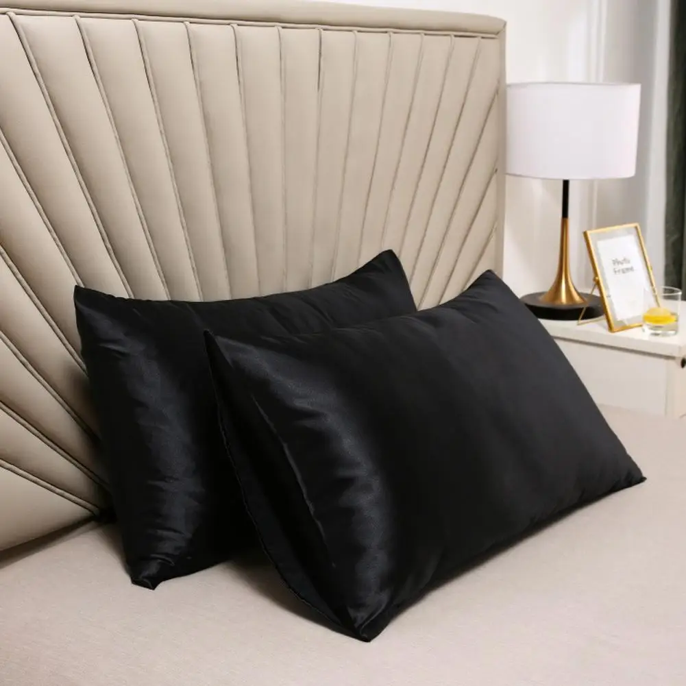 Pillowcase Solid Color Imitation Silk Smooth Comfortable Invisible Zipper Luxury Soft Elegant Sleep Pillowcase