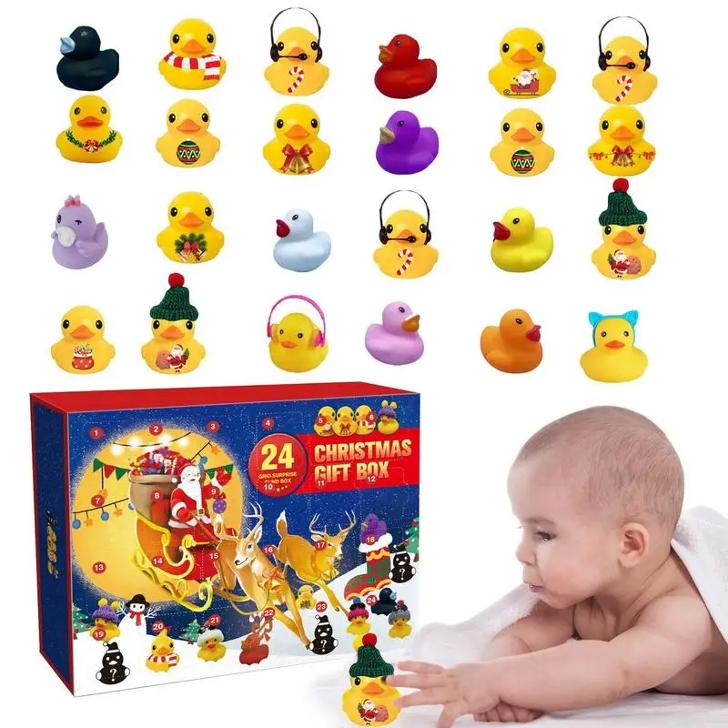 

Christmas Countdown Toys 24PCS Cute Rubber Duck Bath Toys Christmas Countdown Calendar With 24 Different Rubber Ducks For Party