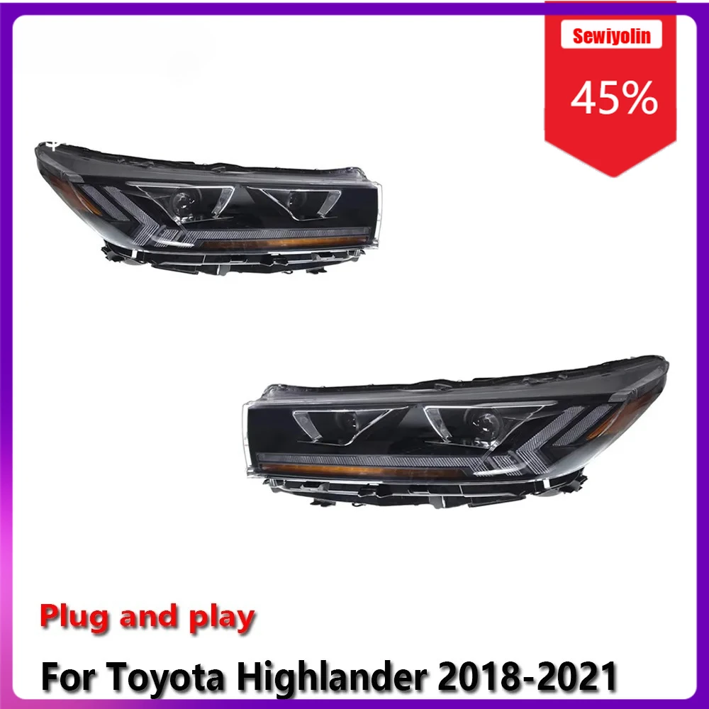 

Sewiyolin Car LED Lamp Headlight Assemblies For Toyota Highlander 2018-2021 Fog DRL Brake Turn Signal Lamp