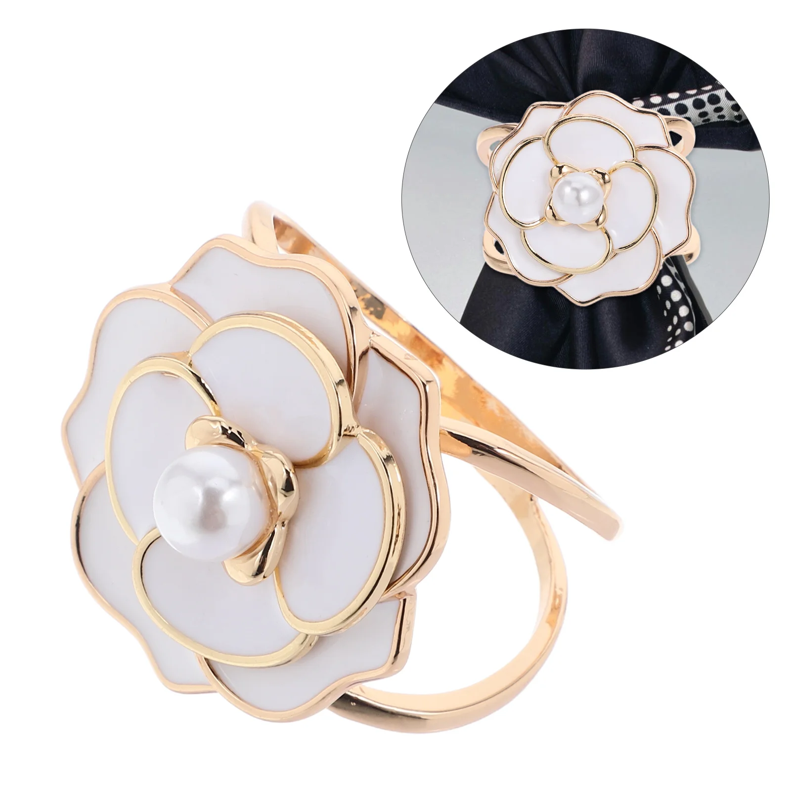 زهرة حلقة كليب سبيكة مشبك ل سترة شال الزخرفية السحابة وشاح المشبك الملابس حلقة ملحق مقاطع وشاح معدني #1