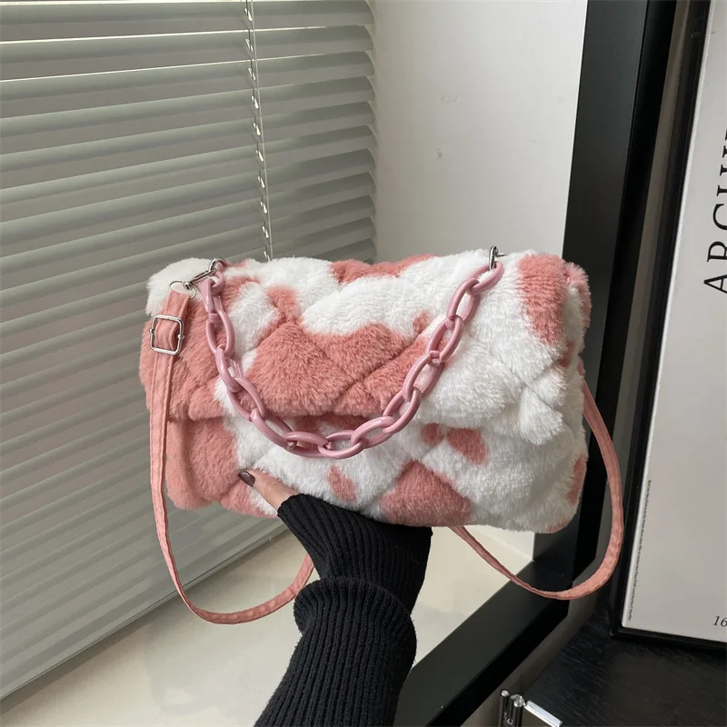 Sac en peluche pour dames, sacs à bandoulière de grande capacité en peluche à Texture d'automne et d'hiver, nouvelle collection 2025