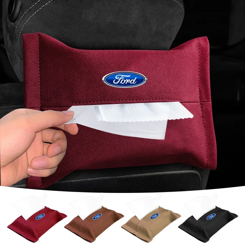 Car Accessories Tissue Bag Organizer Auto Tissue Boxes  For Ford Mustang Raptor Fiesta Focus 1 2 3 4 Mondeo Kuga Fusion mk5