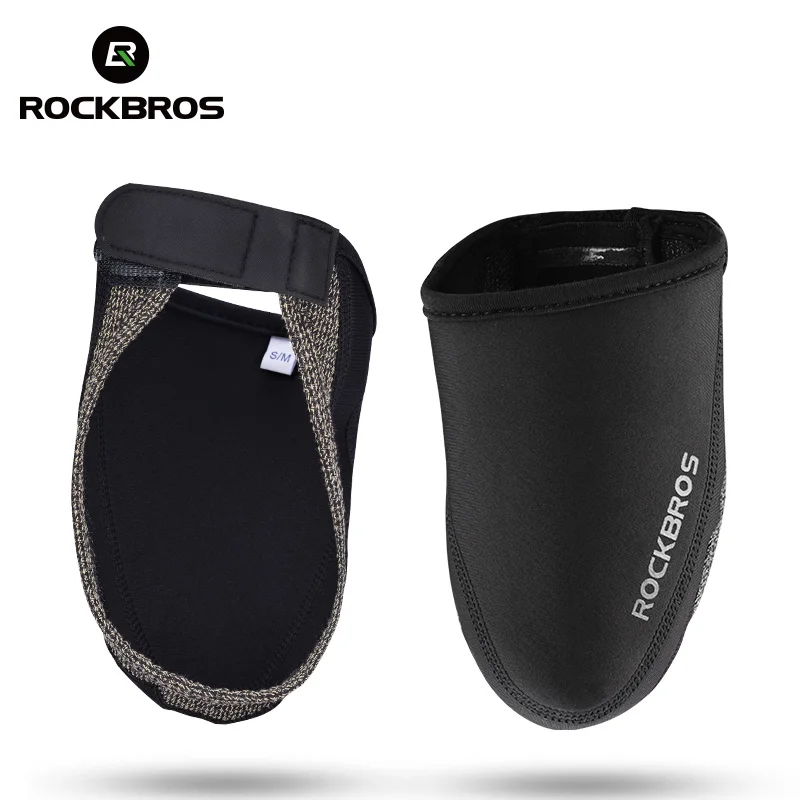 ROCKBROS Couvre-chaussures de vélo pour livraison locale, légers, portables, avec logo réfléchissant, coupe-vent, en tissu résistant à l'abrasion, pour garder les pieds au chaud, demi-chaussettes de protection pour chaussures de VTT et de cyclisme sur route, noirs