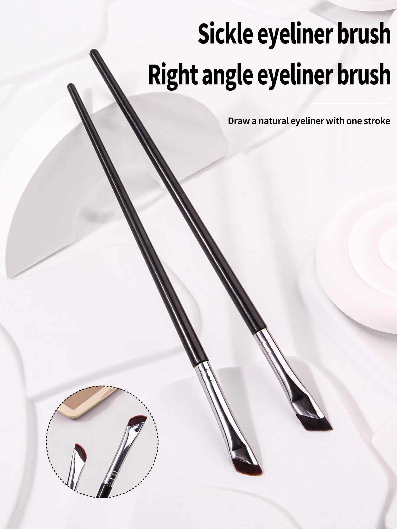 斜めヘッド付きアイライナーブラシ,アイブロウブラシ,アイシャドウ,超薄型,メイクアップツール,3個