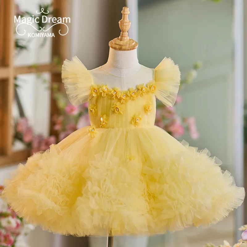 Customized Kids Birthday Party Robe Elegant Beading  New Year Princess Tutu Dress Ball Gown Princess Vestidos Flower Girls Dress