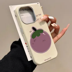 Cute Eggplant Pattern Phone Case for Samsung Galaxy A16 A15 A55 A54 A53 A52 A35 A34 A32 4G S24FE S22 S23 S25 Ultra Leather Cover