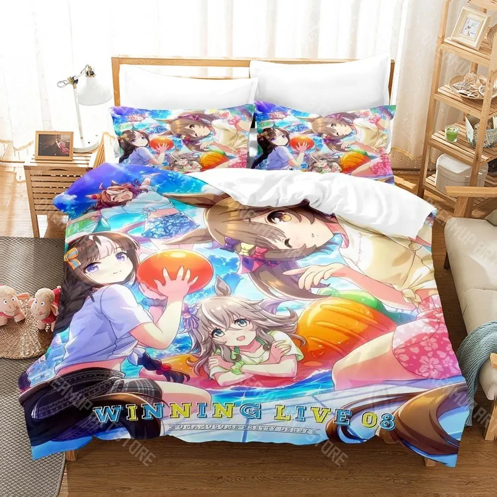 3D Printed Pretty Derby Umamusume Bedding Set for Boys Girls Duvet Cover Twin Queen King Full Single Double Sizes
