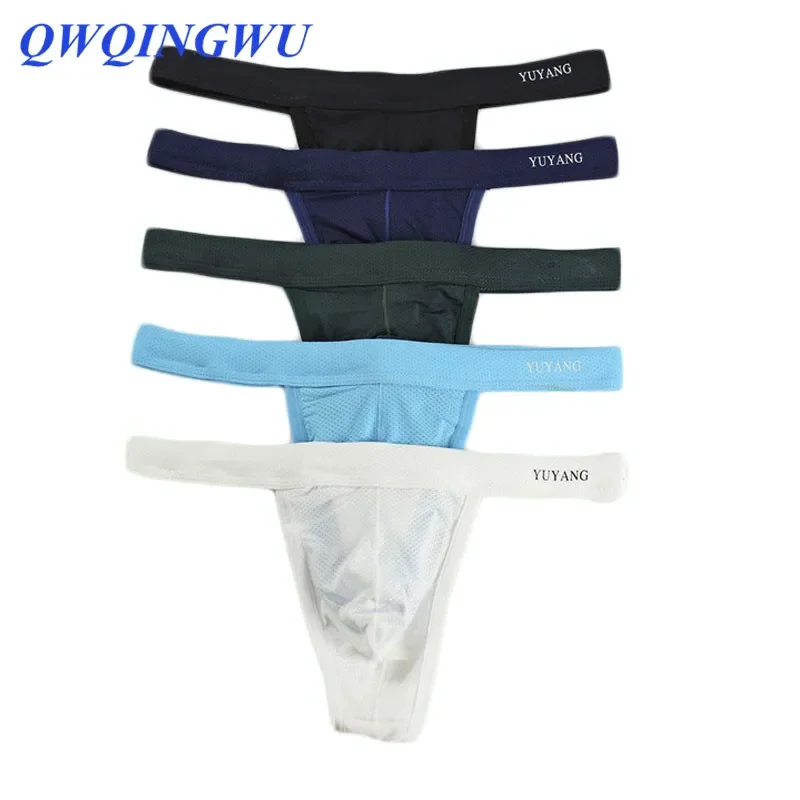 

5PCS Men's Sexy Thongs Nylon Underwear Exposed Buttocks Underwear Thong Comfortable Jockstrap T Back Breathable Briefs Tanga