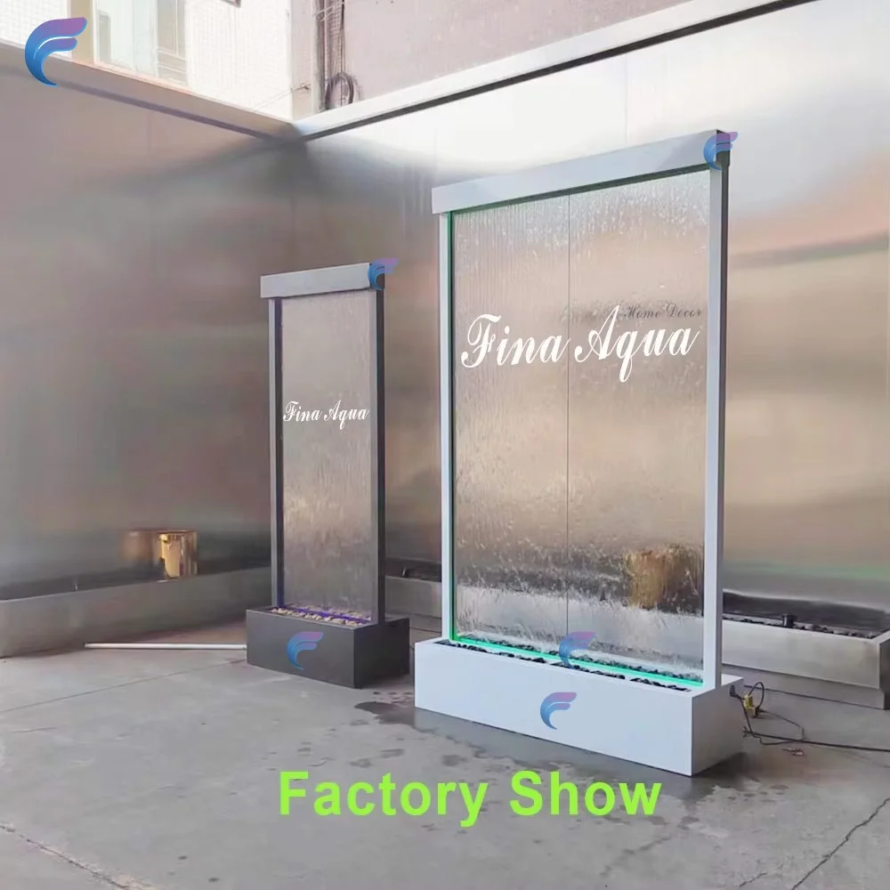 Customization.Modern Wedding Waterfall Outdoor Glass Wall Fountain Panel Home Decor Mirrored Waterfall