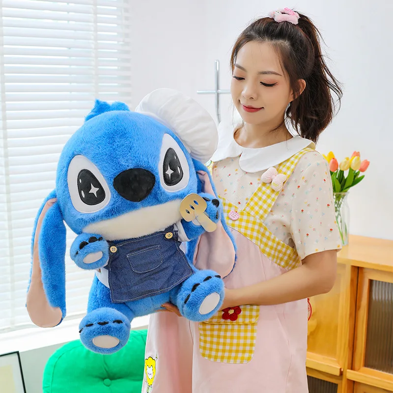Kawaii Chef Stitch Peluche Disney Bambola di pezza per bambini Compleanno Regalo di Natale Carino Lilo e Stitch Doll Macchina per artigli all'ingrosso